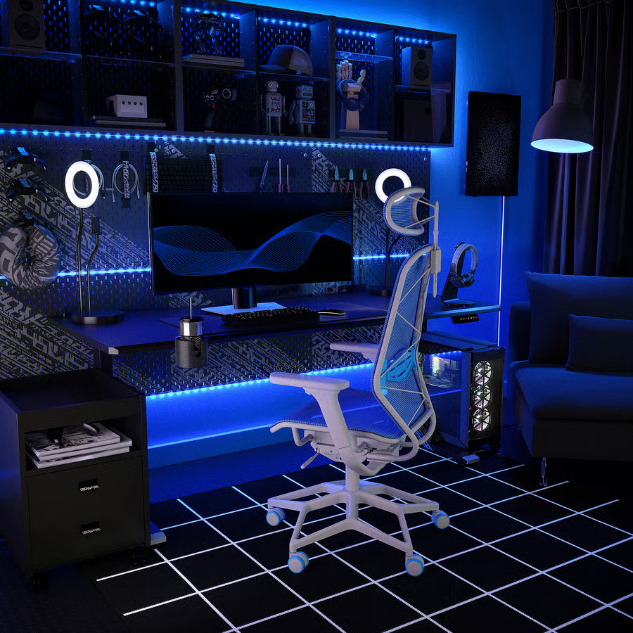 STYRSPEL Fauteuil gamer, bleu/gris clair